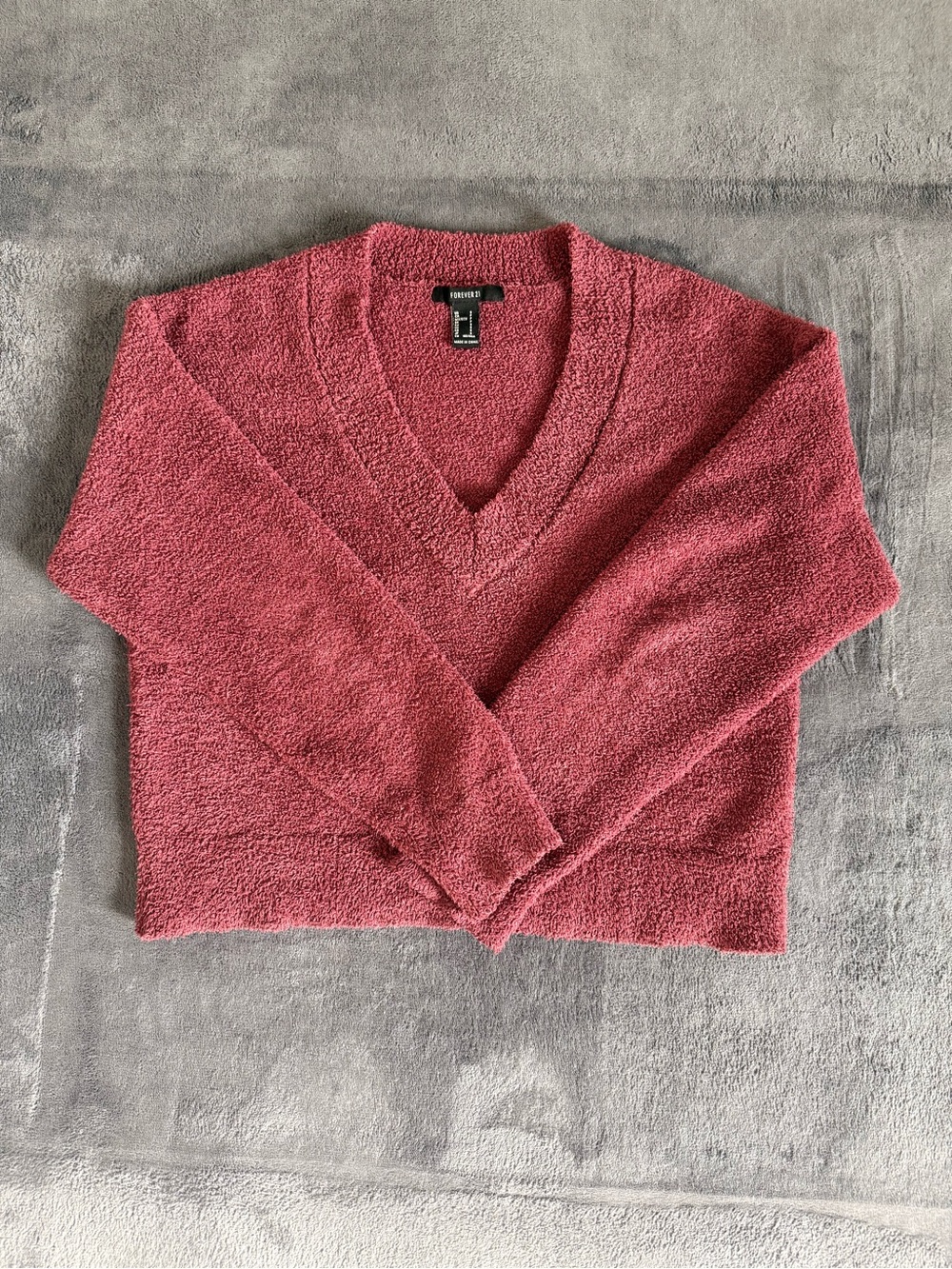 Forever 21 Dusty Rose V-Neck Plush Sweater